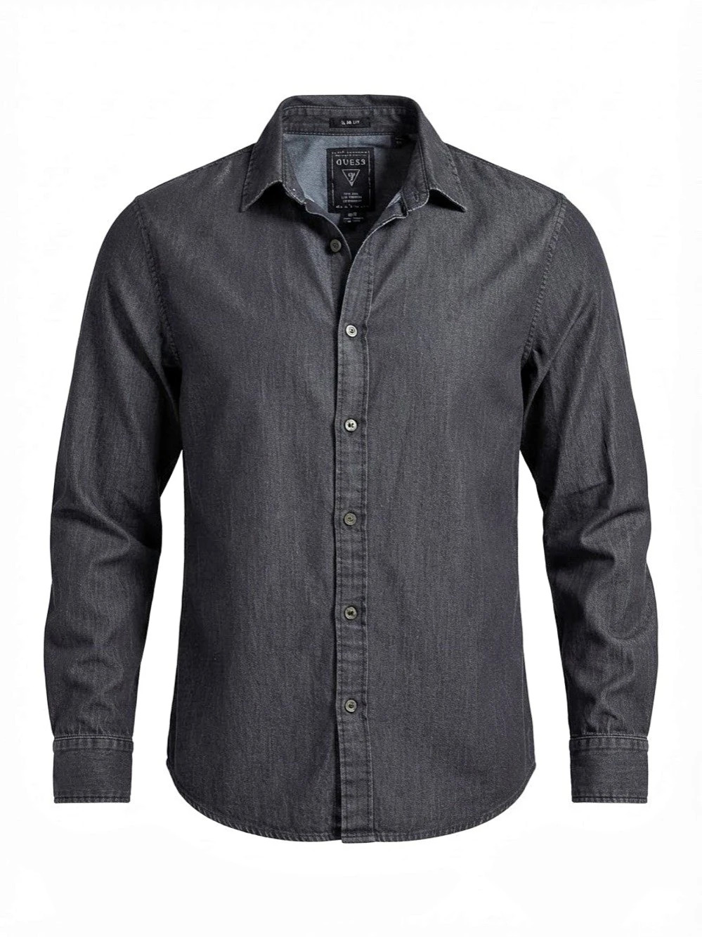 GUESS Men's Slim Fit Long Sleeve Denim Shirt Black Medium •R1-022